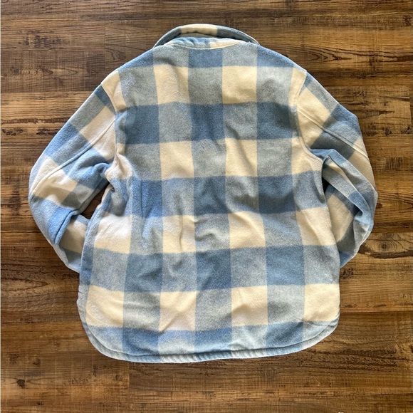 Blue and White Plaid Girls Shacket - Picture 3 of 3